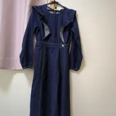 ZARA ダークデニム フリルロングドレス！美品‼️早い者勝ち‼️