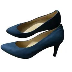 ヒールパンプス　スウェード　ネイビー　紺色Sサイズ　約22.5cm