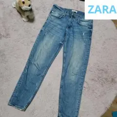 美品 ZARA ダメージジーンズ コットンデニム ダメージデニム ユーズド