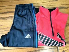 ☆PUMA ハーフジップ トレーナー 赤 adidas ジャージ 黒 130☆