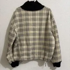 JUNOAH チェック柄 ハイネック プルオーバー M