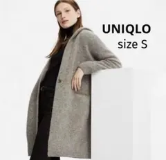 新品未使用品 UNIQLO メランジウールフーデットニットコート タグ付き