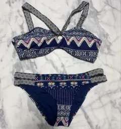 ROXY 水着 ブルー ネイビー トップスXL ボトムスLのサムネイル