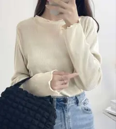 クラシカルエルフ ラウンドネック 袖メロー ブラウス カットソー