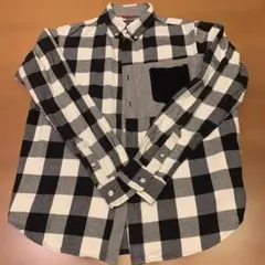 BEAMS HEART ブラックホワイトチェック長袖シャツ M