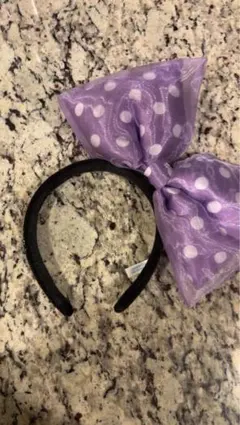 ミニーマウス 紫の水玉リボンカチューシャ1回のみ着用