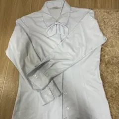 ENJOY リボン付きライトブルーシャツ