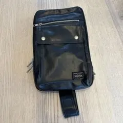 PORTER ブラックレザー ボディバッグ