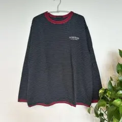 ニコアンド　ストライプ 長袖カットソー Lサイズ　トップス　TシャツロンT
