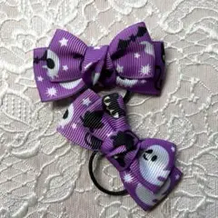 紫色キャラクターリボンヘアゴム2個セット