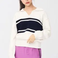 ジーユー ボーダーニット ボーダーポロセーター