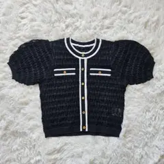 【極美品 完売品】グレースコンチネンタル バイカラーシアーニットカーディガン