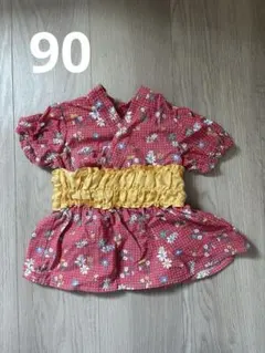 futafuta ドット花柄ベビー浴衣　ワンピースタイプ