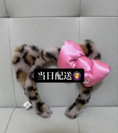 USJ ヒョウ柄カチューシャ ピンクリボン キティちゃん