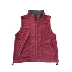 7AS1 フリースベスト　ジップアップ　えんじ　ドローコード　古着used