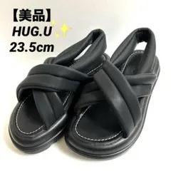 【美品】HUG.U バグユー 厚底サンダル ブラック 23.5cm クロスベルト
