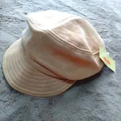 キャスケット　帽子　ベージュ　スエード