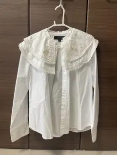 ZARA フリル付き襟 ホワイト長袖シャツ M