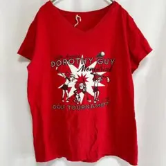 【希少】2019年ゴルフ大会 記念Tシャツ レッド Vネック ハートロゴ M相当