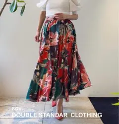【美品】ダブルフラワープリントランダムタックフレアスカート　size36 2026年最新】ダブルフラワープリントランダムタックフレアスカートの