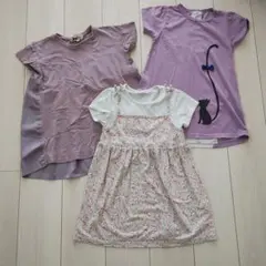女の子 半袖ワンピース 3点セット 120 夏服 子供 ガールズ キッズ
