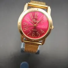 【動作品】Papini ピンク×ゴールド クォーツ 腕時計