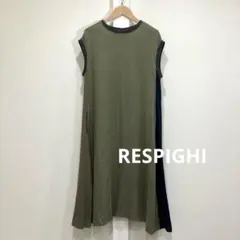 RESPIGHI 切替デザイン ノースリーブ リネン ワンピース ポケット付き