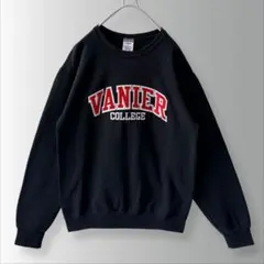人気色 JERZEES カレッジスウェット VANIER 刺繍ワッペン 黒 S