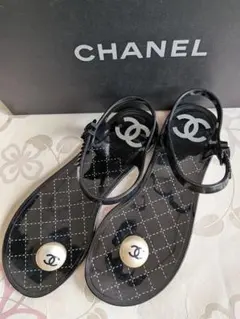 CHANEL ドング☆パールサンダル ブラック 36のサムネイル