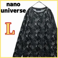 【nano universe】 変形 チェック クルーネック Tシャツ 長袖