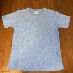 Champion リバースウィーブのプレミアムTシャツ 青