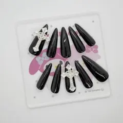 ♡ ネイルチップ 現品 量産型 地雷 シズニルック クロムハーツ 黒 ♡