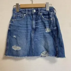 《GAP》デニム ダメージ スカート フリンジ裾 【140】✨️のサムネイル