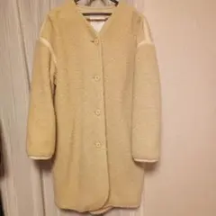 クリーム色 フリース ロングコート