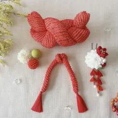 日本髪に！かのこちんころ　髪飾りセット 7絞り朱赤