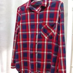 チェック柄 長袖シャツ レッド ネイビーZARA
