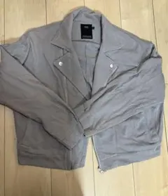 ベージュ ライダースジャケット コットン混紡