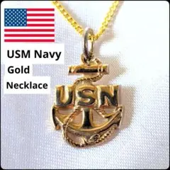 ✨40s✨US Navy★アメリカ軍★ネックレス★海軍★ゴールド★極美品のサムネイル
