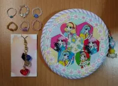 ❗最終価格❗レトロちっく　ポーチ＆ストラップ＆ビーズリング　ハンドメイドセット