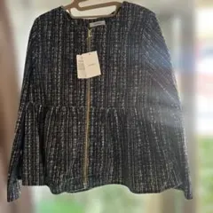 ツイード風ペプラムジャケット、