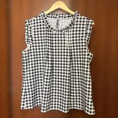 シーイン　ギンガムチェックノースリーブシャツ　LL