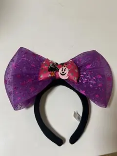 ミニーマウス リボン カチューシャ 紫