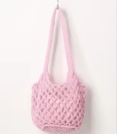 ピンク 編み込み ショルダーバッグ　バッグ　マクラメキンチャクツキトート　新品