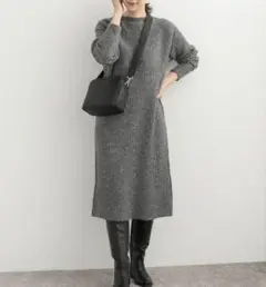 URBAN RESEARCH DOORS 長袖ニットワンピース　グレー
