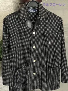 ラルフローレン　希少90s パジャマ　上着 Ｓ　ブラック　ドット柄
