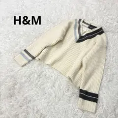 【エイチアンドエム】長袖Ｖネックニット　マルチカラー　首元ゆとり　秋　カジュアル