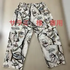 フェイス柄 総柄 ワイドパンツ