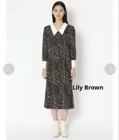 リリーブラウン　Lily Brown 白襟レオパード柄ワンピース