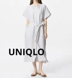 【新品】ユニクロ　リネンブレンドリラックスワンピース/半袖