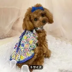 花柄犬服 ワンピース サイズXL リボン付き